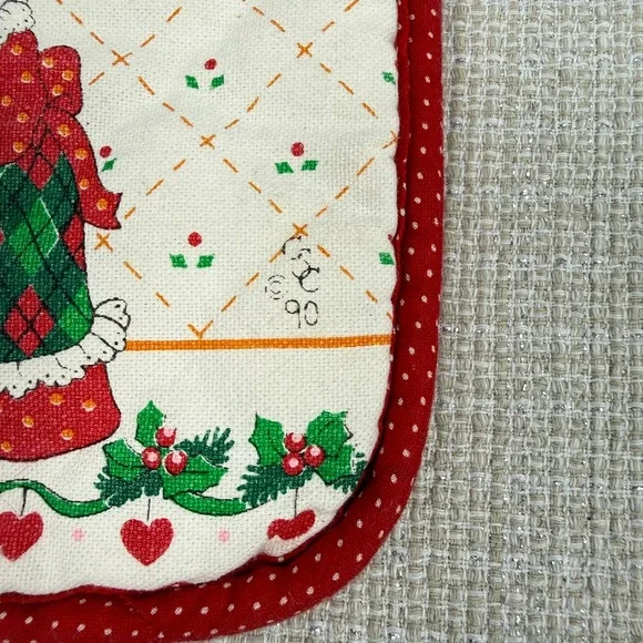 Vintage 1990s CECIL SAYDAH Christmas bunny print Pot Holder‎ - Picture 2 of 6